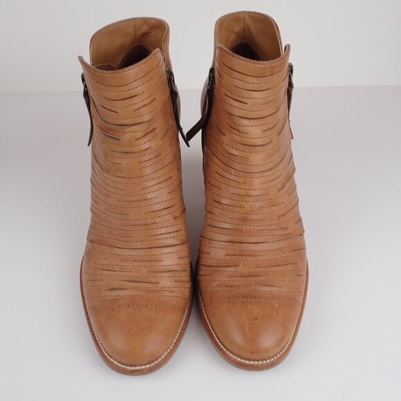 Paul Green Malibu Womens US 7.5 UK 5 Shoe Brown Leather Side Zip Ankle Bootie - Picture 4 of 13